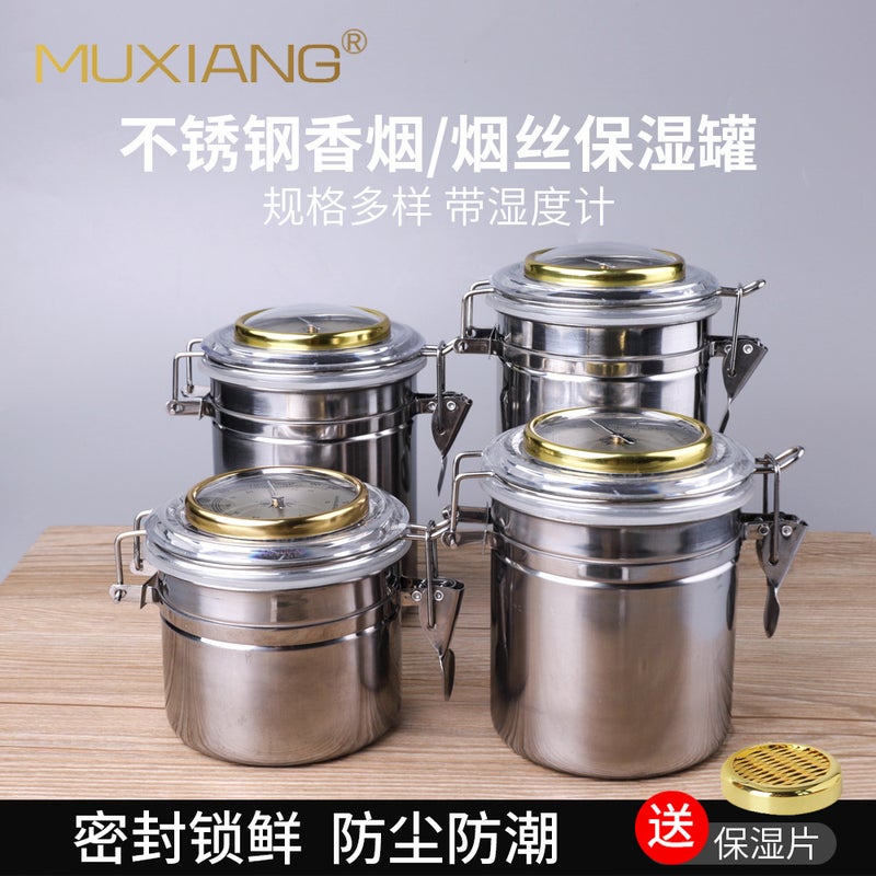 Muxiang Tobacco Moisturizer Sale With Hygrometer Moisturizer Tobacco Pipe Tobacco Jar Stainless Steel Sealed Jar - Image 2