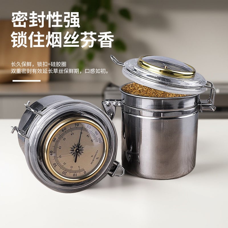 Muxiang Tobacco Moisturizer Sale With Hygrometer Moisturizer Tobacco Pipe Tobacco Jar Stainless Steel Sealed Jar - Image 3