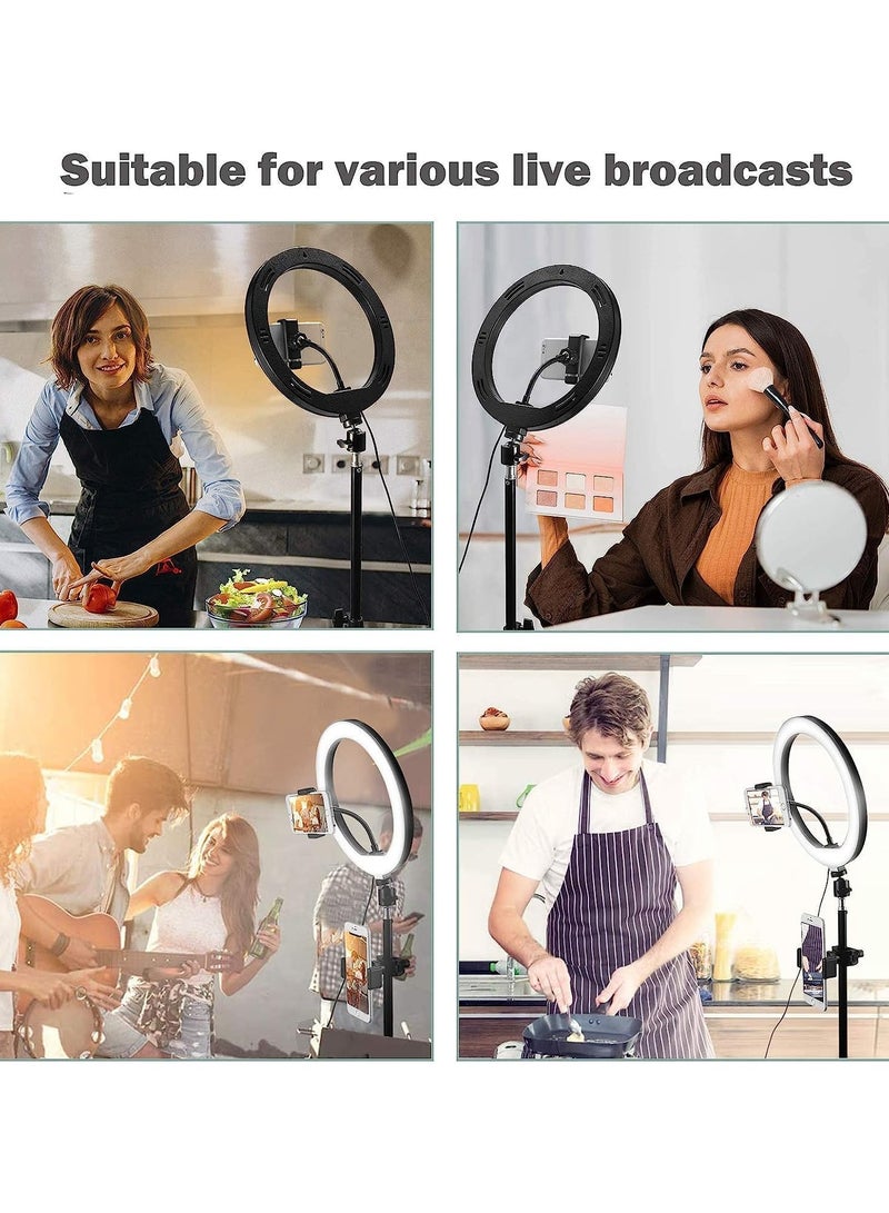 10'' Ring Light with 50'' Extendable Tripod Stand, LED Circle Lights with Phone Holder for Live Stream/Makeup/YouTube Video/TikTok, Compatible with All Phones - Image 5