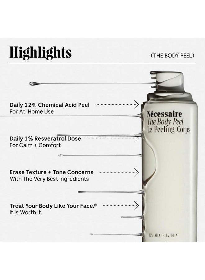 Necessaire - The Body Peel. Resurfacing Serum For Kp Ingrowns Strawberry Skin And Discoloration. 10% Aha 1% Bha 1% Pha Peeling Peptide. Dermatologisttested. Hypoallergenic. Noncomedogenic. 150Ml - Image 1