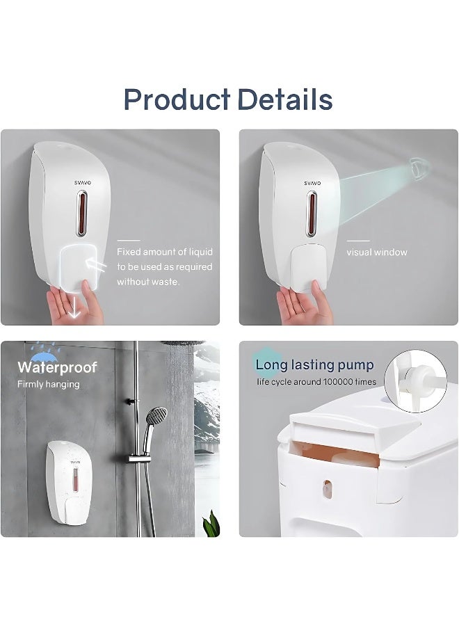 AKC 800ml Wall Mounted Manual Soap Dispenser – ABS Plastic Liquid Hand Soap Dispenser for Bathroom or Kitchen, Lockable, No-Drip, Refillable for Home or Commercial Use - Image 3