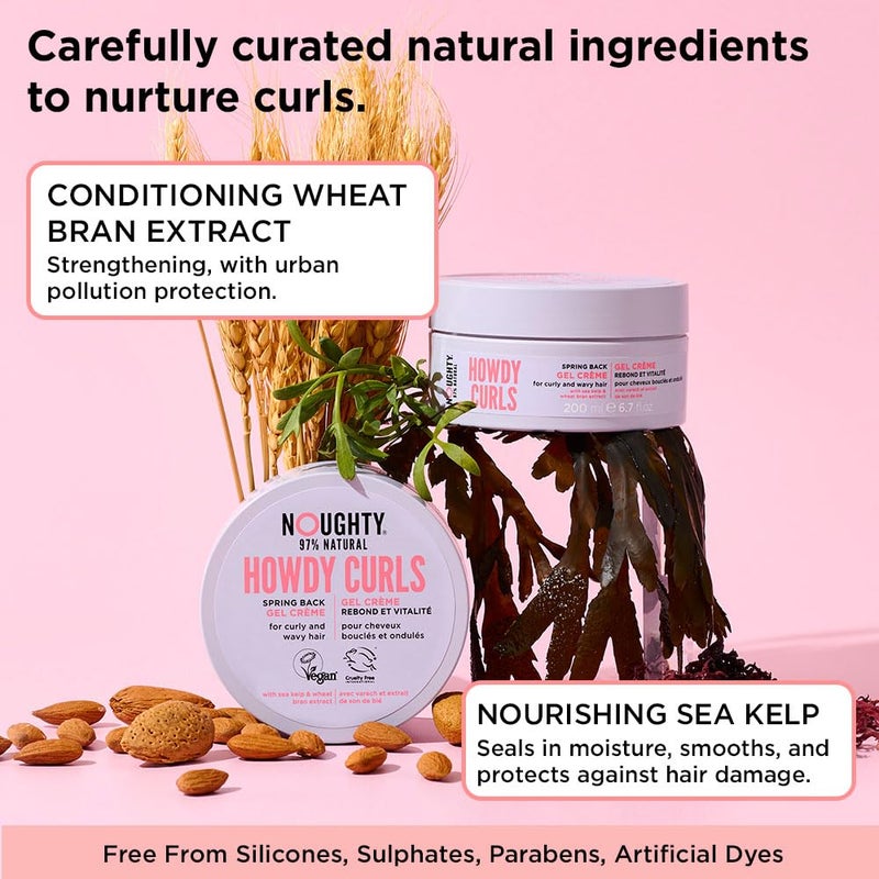 Noughty 97% Natural Howdy Curls Spring Back Gel Creme, Formulated for Curly and Wavy Hair, with Sea Kelp and Wheat Bran Extract 6.7fl.oz - Image 4