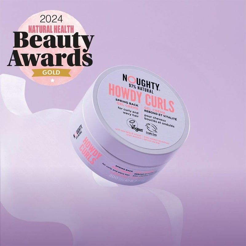 Noughty 97% Natural Howdy Curls Spring Back Gel Creme, Formulated for Curly and Wavy Hair, with Sea Kelp and Wheat Bran Extract 6.7fl.oz - Image 2