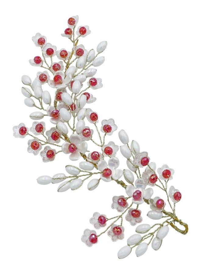 fabula Jewellery Red Crystal Floral Bridal Hair Vine Tiaras - Wedding Hair Accessories - For Women & Girls Stylish Latest (ROH167_Z1)- For Women & Girls Stylish Latest - Image 1