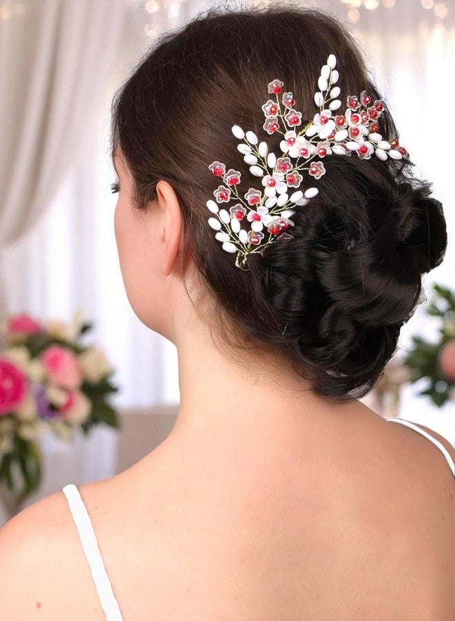 fabula Jewellery Red Crystal Floral Bridal Hair Vine Tiaras - Wedding Hair Accessories - For Women & Girls Stylish Latest (ROH167_Z1)- For Women & Girls Stylish Latest - Image 2