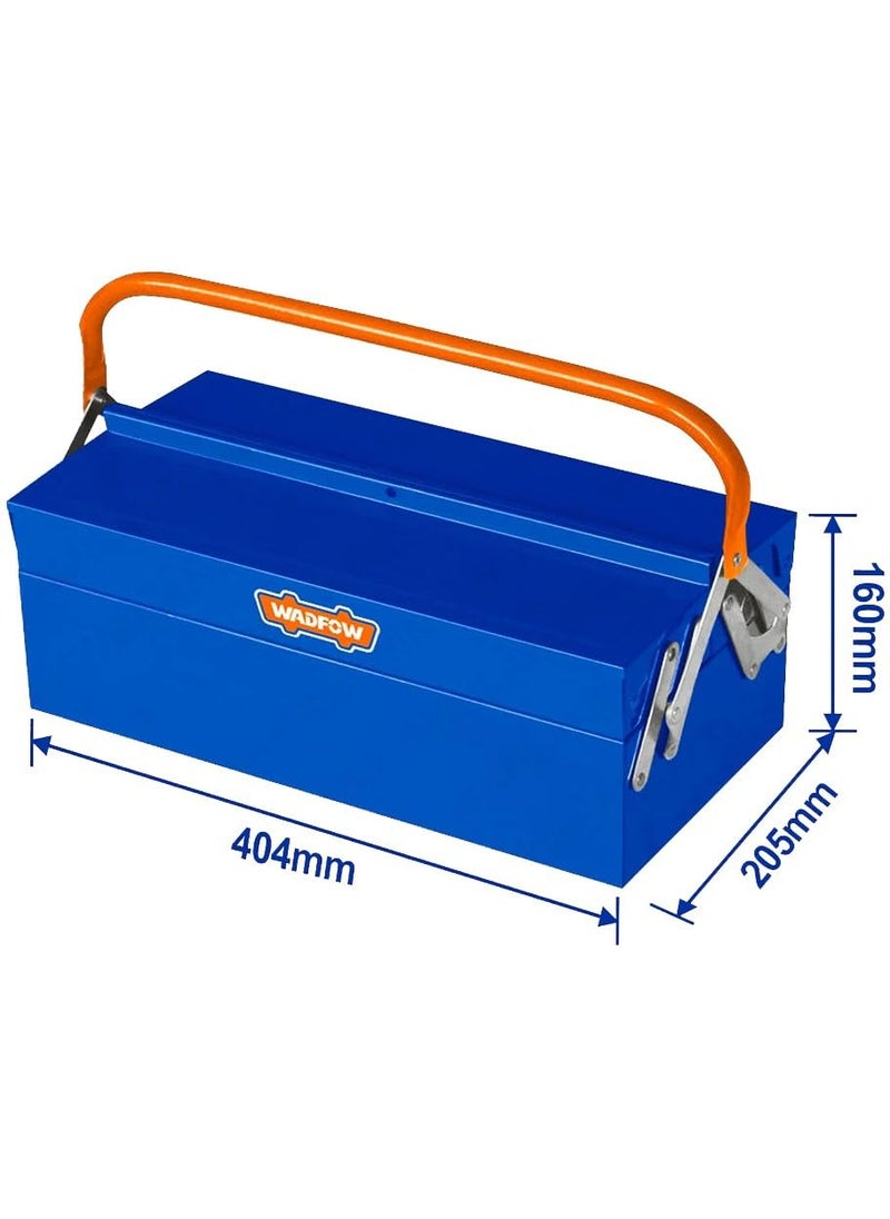 WADFOW WADFOW Metal Tool Box 3 Compartment for Hand Power Tools High Grade Iron Steel Empty Tool Box Storage Organiser for Multipurpose Home Work Use 404 205 160mm WITH 1 YEAR SERVICE WARRANTY  - Image 2