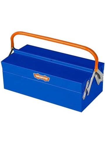 WADFOW WADFOW Metal Tool Box 3 Compartment for Hand Power Tools High Grade Iron Steel Empty Tool Box Storage Organiser for Multipurpose Home Work Use 404 205 160mm WITH 1 YEAR SERVICE WARRANTY  - Image 1