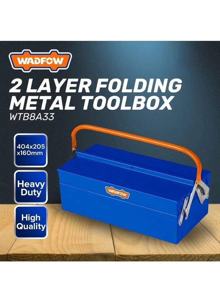 WADFOW WADFOW Metal Tool Box 3 Compartment for Hand Power Tools High Grade Iron Steel Empty Tool Box Storage Organiser for Multipurpose Home Work Use 404 205 160mm WITH 1 YEAR SERVICE WARRANTY  - Image 3