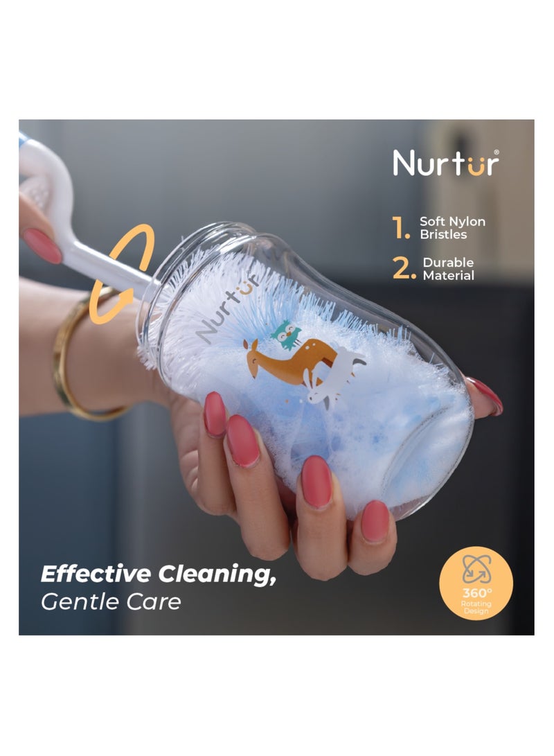 Nurtur Baby Bottle Brush, Plastic bristles for effective cleaning with Teat Brush included - Image 3
