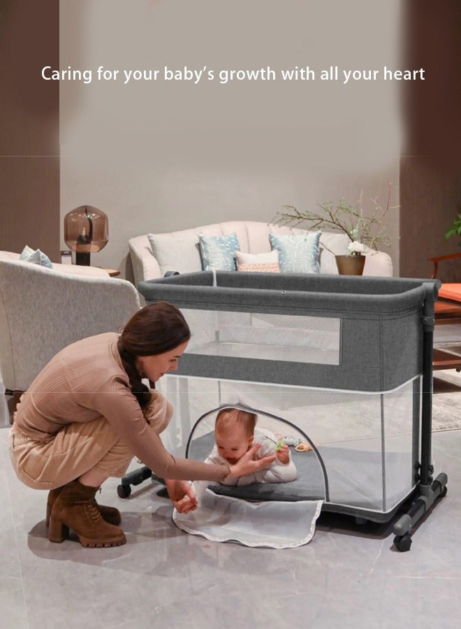 كيديليو سرير هزاز محمول قابل للطي 3 في 1 للأطفال للسفر مع ارتفاع قابل للتعديل وشبكة قابلة للتهوية ومرتبة، لون أسود - Image 2