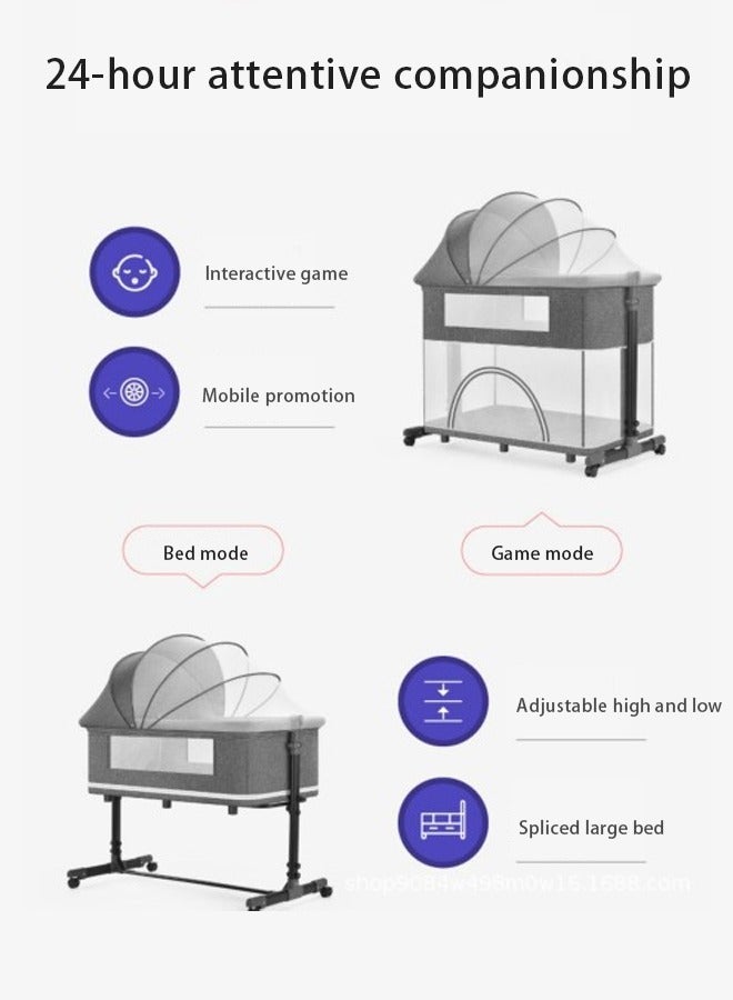 كيديليو سرير هزاز محمول قابل للطي 3 في 1 للأطفال للسفر مع ارتفاع قابل للتعديل وشبكة قابلة للتهوية ومرتبة، لون أسود - Image 3