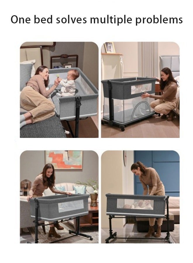 كيديليو سرير هزاز محمول قابل للطي 3 في 1 للأطفال للسفر مع ارتفاع قابل للتعديل وشبكة قابلة للتهوية ومرتبة، لون أسود - Image 4