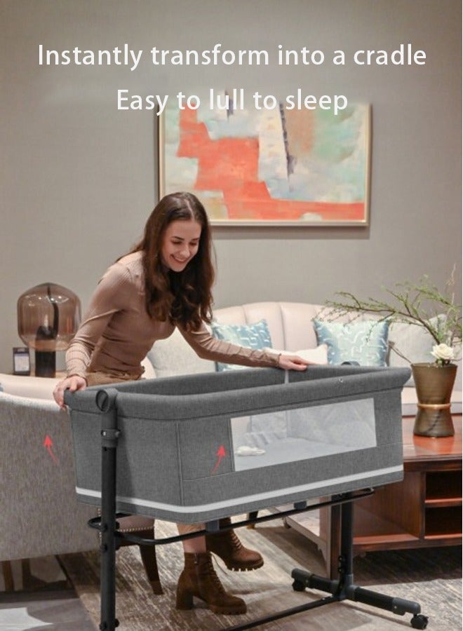 كيديليو سرير هزاز محمول قابل للطي 3 في 1 للأطفال للسفر مع ارتفاع قابل للتعديل وشبكة قابلة للتهوية ومرتبة، لون أسود - Image 5