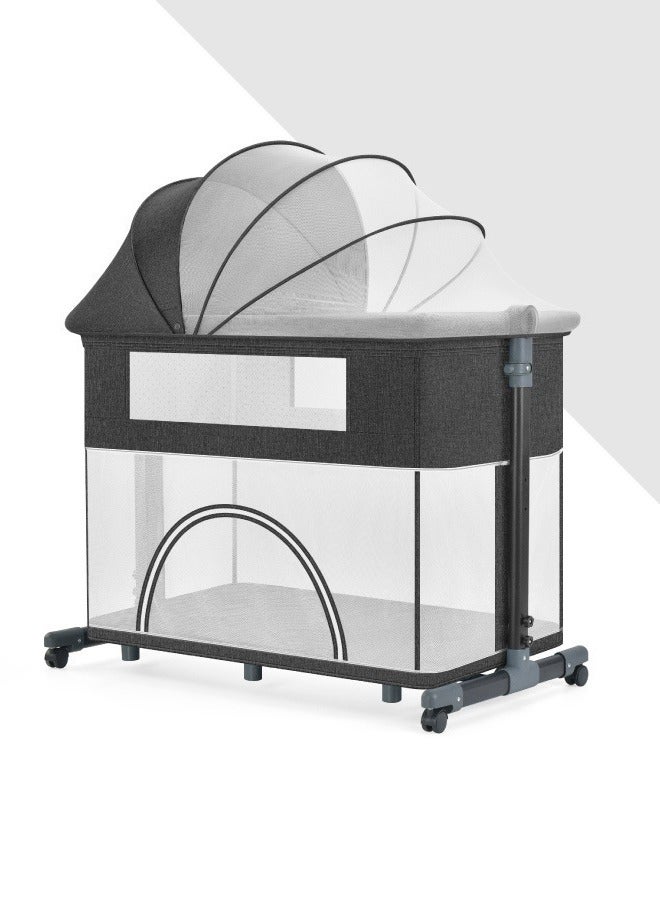 كيديليو سرير هزاز محمول قابل للطي 3 في 1 للأطفال للسفر مع ارتفاع قابل للتعديل وشبكة قابلة للتهوية ومرتبة، لون أسود - Image 1