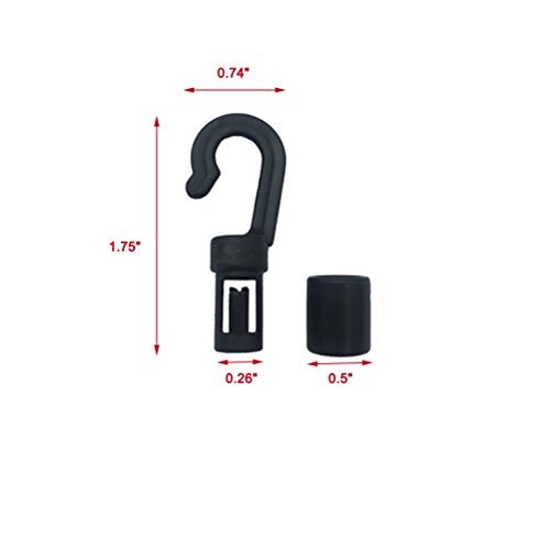 Huouo 10 Pcs Bungee Shock Cord Hook for 1/4 inch and 3/16 inch Rope Terminal Ends Tabbed S Open Hooks for Kayaks - Image 4