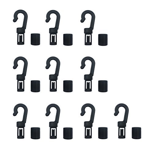 Huouo 10 Pcs Bungee Shock Cord Hook for 1/4 inch and 3/16 inch Rope Terminal Ends Tabbed S Open Hooks for Kayaks - Image 3