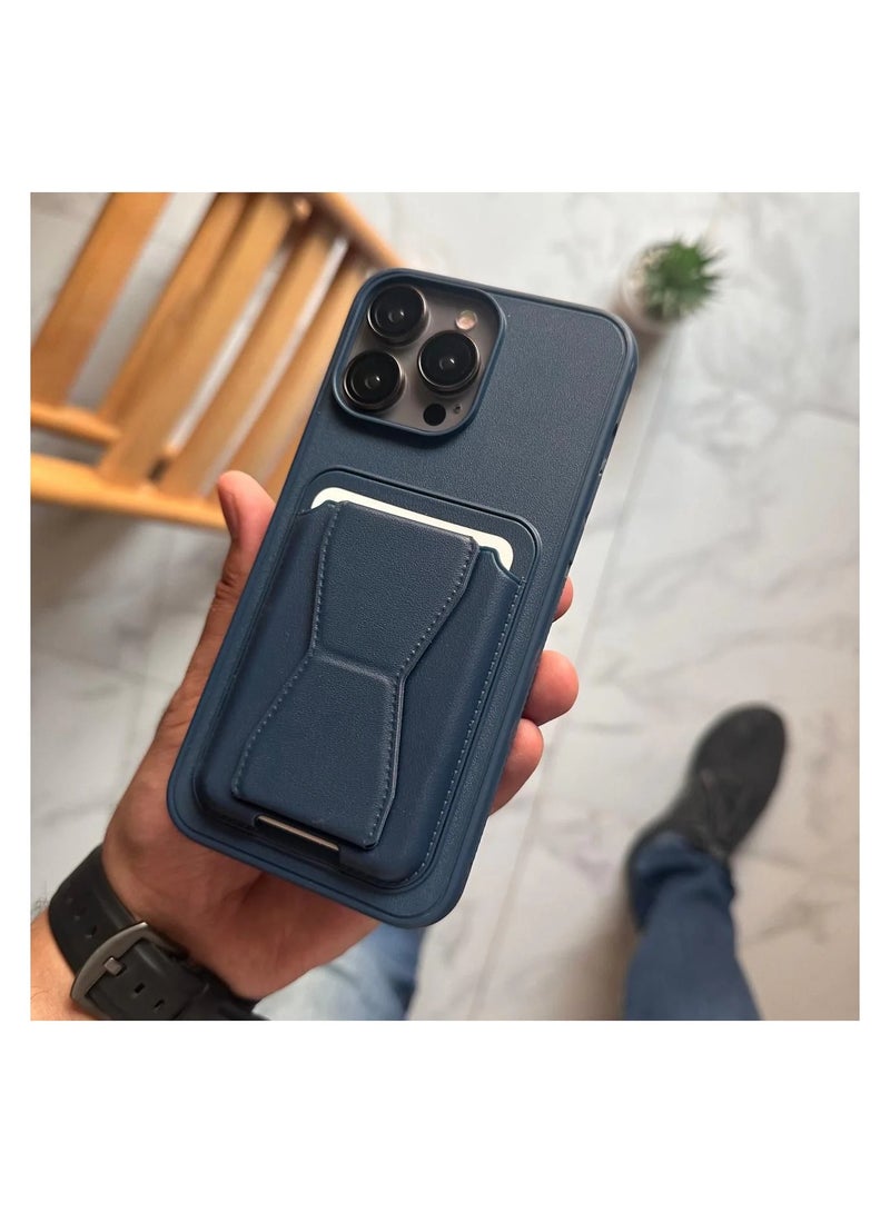 Anti-Scratch Full Body Protection With Grip Card Holder Cover Case For Iphone 15 Pro   in maroon - Image 2