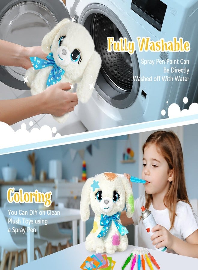 G.C Paint-Wash-Recolor Dog Plush Doll Toys for Kids Painting Craft Kit, Pretend Play Bath Toy with Bathtub, Blow Pen, Doodle Stuffed Animal Doll Painting Kit Gift for Boys Girls Ages 3 4 5 6 7 8 - Image 5
