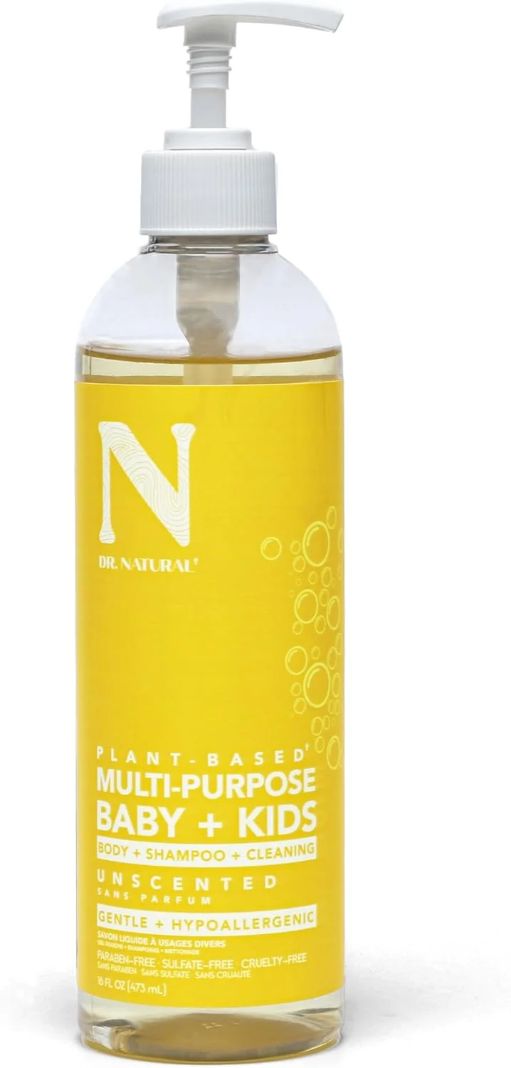 Dr. Natural Dr. Natural Multi-Purpose Baby + Kids Shampoo and Soap - 473 ml - Unscented, Hypoallergenic, Tear-Free