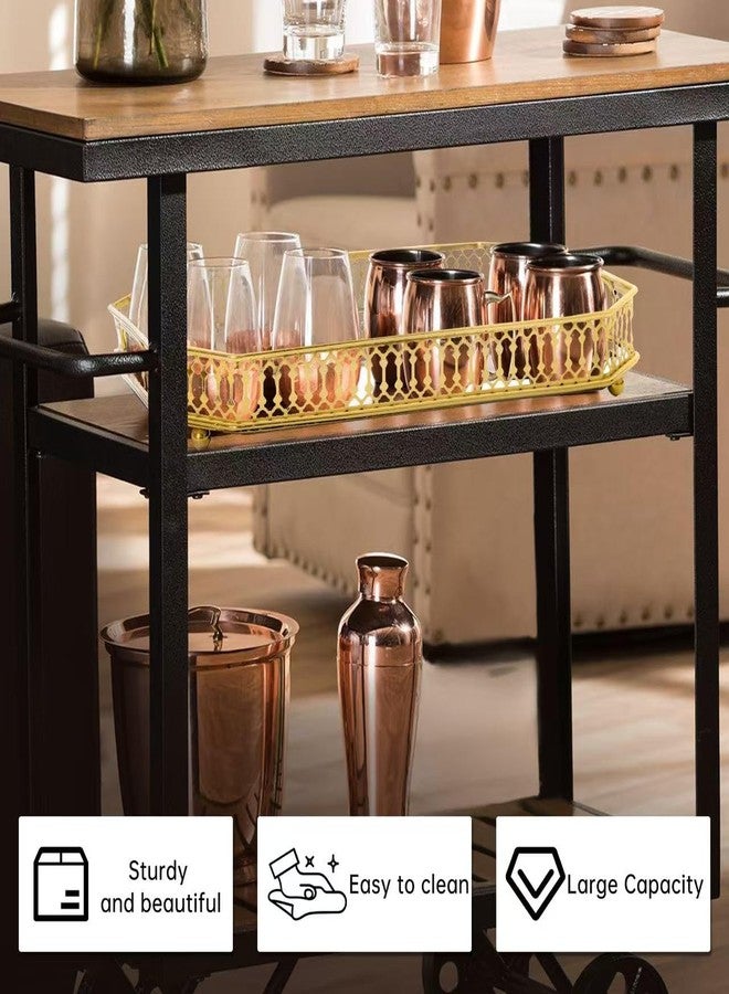 TEITEAI Bar Cart Tray, Decorative Mirrored Tray with Handles, Large Capacity Organizer, Gold - Image 3
