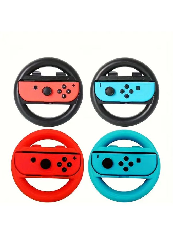 2Pcs Black Steering Wheel Set For Nintendo Switch Home Sports Party Racing Game Accessories Compatible With Joy Con Controllers Motion Control Gaming Interactive Gameplay Compact Sturdy Lightweight - Image 1