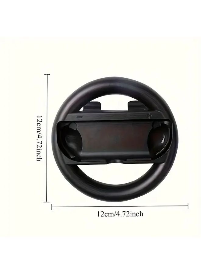 2Pcs Black Steering Wheel Set For Nintendo Switch Home Sports Party Racing Game Accessories Compatible With Joy Con Controllers Motion Control Gaming Interactive Gameplay Compact Sturdy Lightweight - Image 2