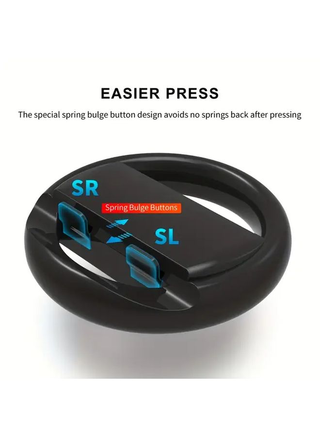 2Pcs Black Steering Wheel Set For Nintendo Switch Home Sports Party Racing Game Accessories Compatible With Joy Con Controllers Motion Control Gaming Interactive Gameplay Compact Sturdy Lightweight - Image 5