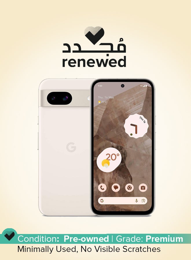 Google Renewed - Pixel 8A Porcelain 128GB 5G LTE-International Specs. - Image 1