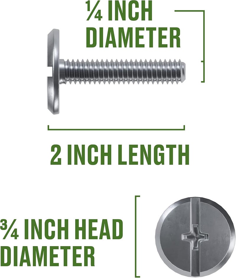 Hillman Combo Sidewalk Bolt, Hurricane Hardware, 100 Pieces, Rust-Resistant, Durable, Truss Head, (1/4" x 2") Stainless Steel (831494) - Image 3