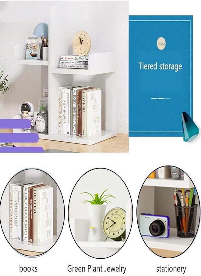 C&C Home - Multipurpose Multi-Tiers Large Space Desktop Bookshelf Organizer and Accessories Storage Display Rack Bookcase for Home Office Furniture 41x18x47 cm - Image 1