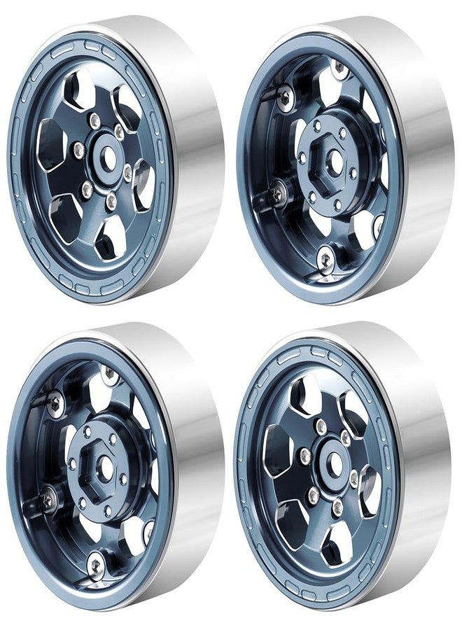 MOHERO 4Pcs 1.3 Aluminium Beadlock Wheel Rims for 1/18 1/24 RC Crawler TRX4M Axial SCX24 Upgrade Parts (Grey) - Image 1