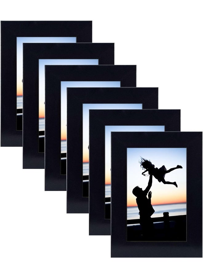 Decorhills DECORHILLS FRAMES & DECOR Photo Real Glass, PVC Vertical Horizontal Tabletop Display, Black, 4x6 Inch Pack of 6  - Image 1