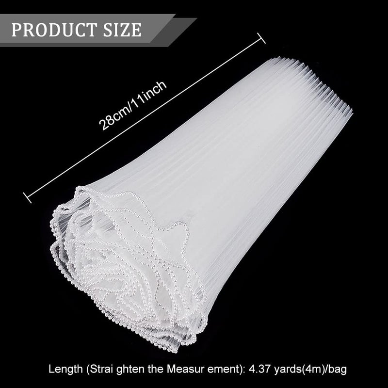 BENECREAT 4.37 Yards White Flower Wrapping Mesh Paper, Pearl Edge Bouquet Packaging Paper Wrinkled Translucent for Party Favor Decor, Florist Supplies Wedding Gift Packaging - Image 2