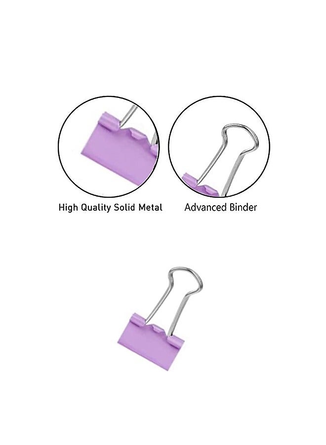 Generic 40 Pcs Office Clips Binder Clips Set, Medium Size Metal Fold Back Clips with Box for Office School and Home Supplies, Document Organizing (Pink+Purple)  - Image 3