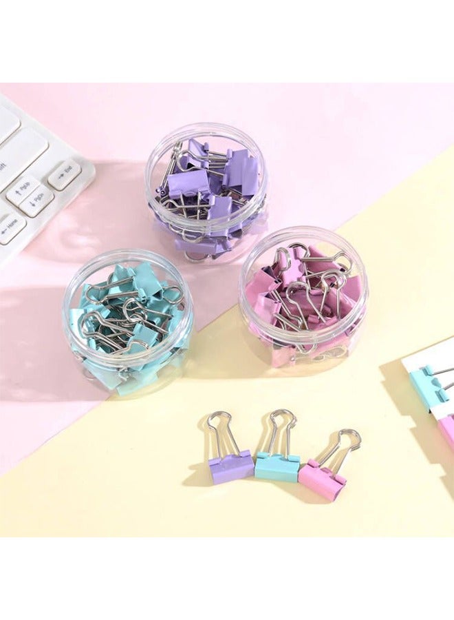 Generic 40 Pcs Office Clips Binder Clips Set, Medium Size Metal Fold Back Clips with Box for Office School and Home Supplies, Document Organizing (Pink+Purple)  - Image 5