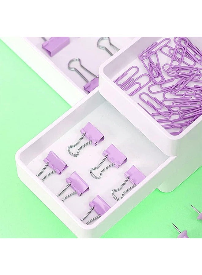 Generic 40 Pcs Office Clips Binder Clips Set, Medium Size Metal Fold Back Clips with Box for Office School and Home Supplies, Document Organizing (Pink+Purple)  - Image 4