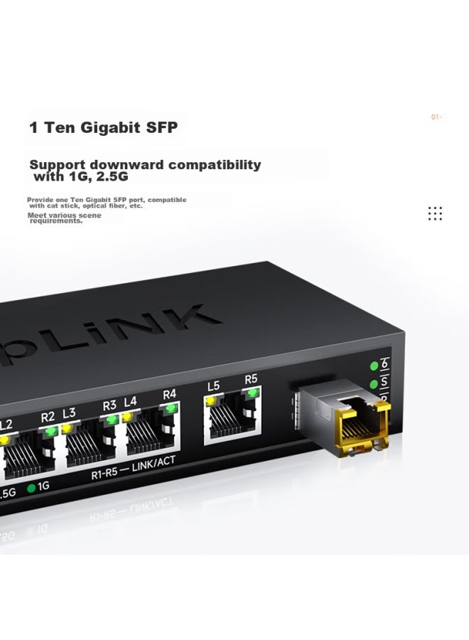 keepLiNK كيبلينك Kp-9000 محول 5 منافذ 2.5G + 1 10G بصري غير مُدار لموزع الشبكة لجهاز مودم بصري NAS - Image 3