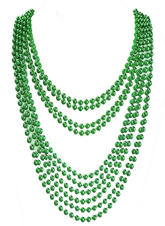 Groumh 10PCS Five Size St. Patricks Day Beads Necklace 31.5"/30"/29.5"/28.7"/27.6" Green Mardi Gras Christmas Beads for St. Patricks Day, Mardi Gras, Christmas, Carnival Party Favors - Image 1