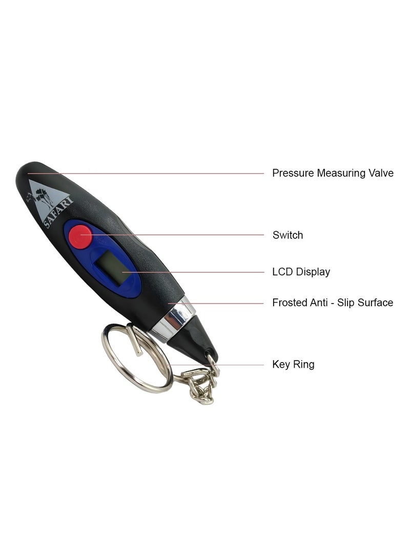Safari Safari Digital Tire Pressure Gauge  Portable Mini LCD Air Pressure Tester for Cars Trucks Motorcycles Bicycles Keychain Design Energy Saving Anti Slip Easy to Use - TG-48  - Image 3