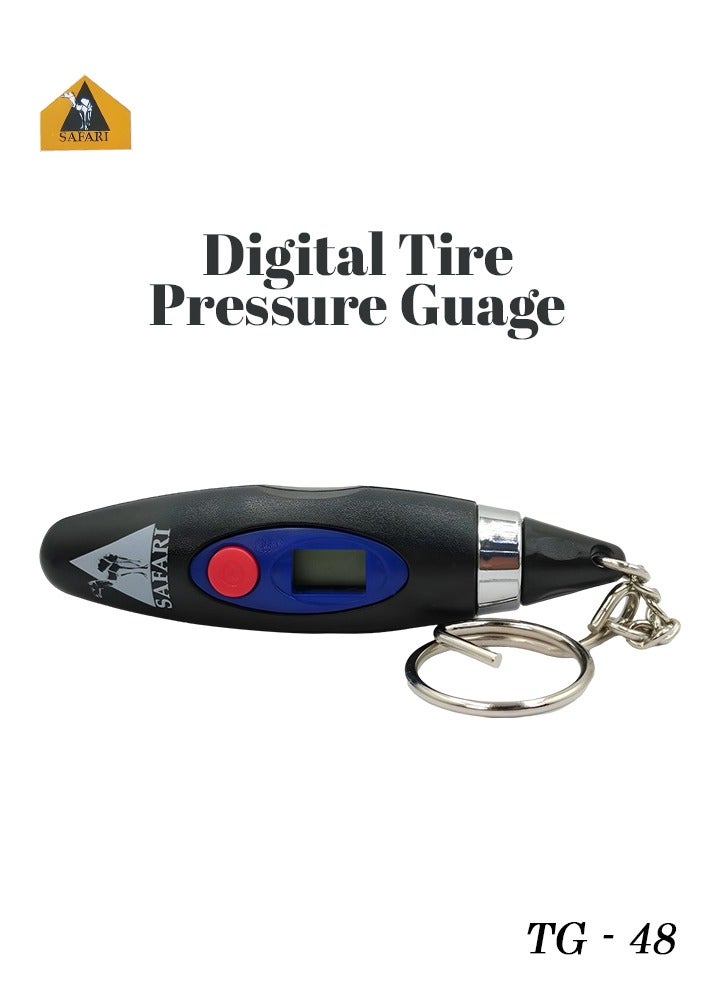 Safari Safari Digital Tire Pressure Gauge  Portable Mini LCD Air Pressure Tester for Cars Trucks Motorcycles Bicycles Keychain Design Energy Saving Anti Slip Easy to Use - TG-48  - Image 1