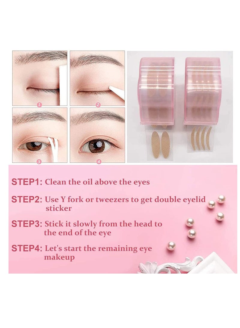 Eyelid Tape, Invisible Double Eyelid Lift Strips Instant Eyelid Stickers, Self-Adhesive Eye Tapes Fiber for Hooded Droopy Uneven Mono-eyelids, Big Eye Tools with Fork Rods & Tweezers 1200 Pcs - Image 4