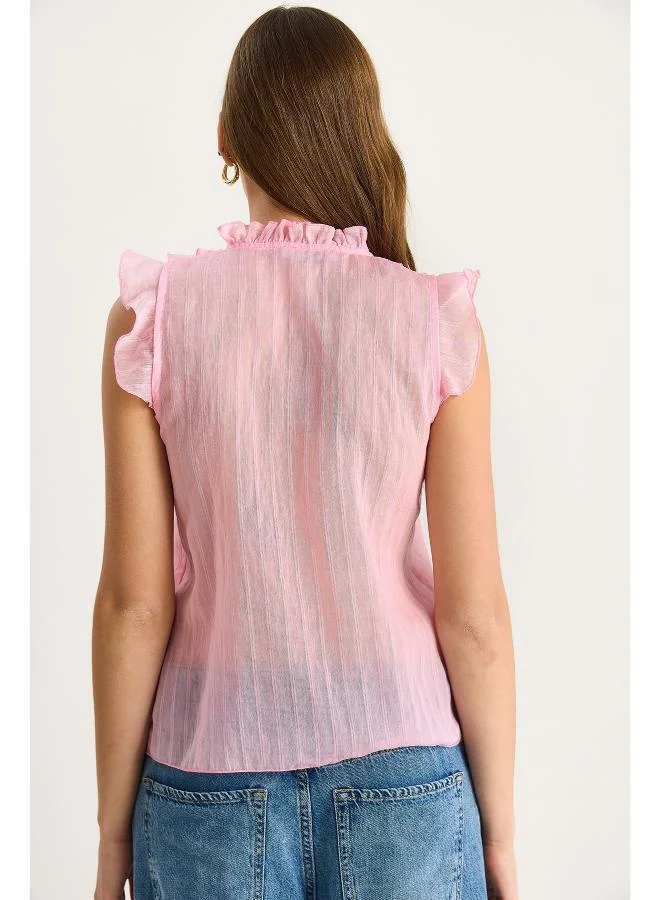 Ginger V Neck Ruffle Detail Top