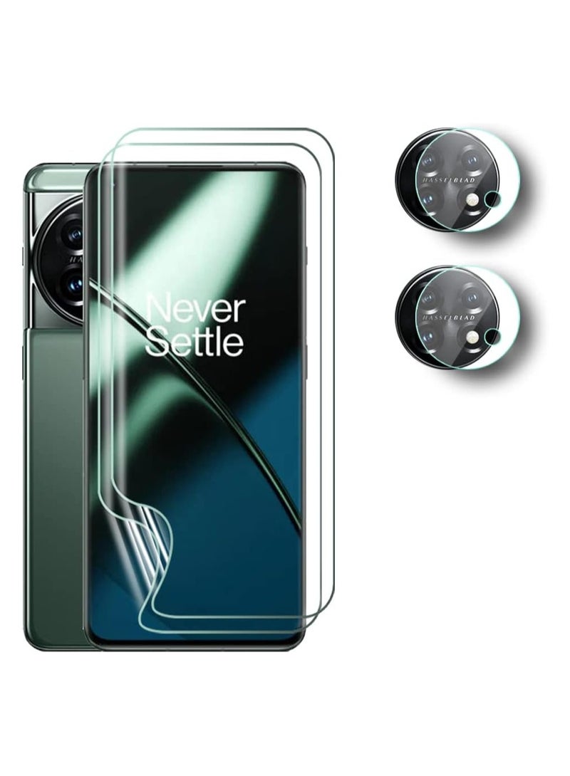 عام حزمة تتضمن 4 قطع من الأغشية لجهاز OnePlus 11. تتكون من محافظ شاشة من TPU ناعم ومحافظ شاشة لزاوية الكاميرا. لا تتولد فقاعات، حساسة لللمس، عالية الدقة، ومقاومة للكسر، عبارة عن أغشية TPU. - Image 1