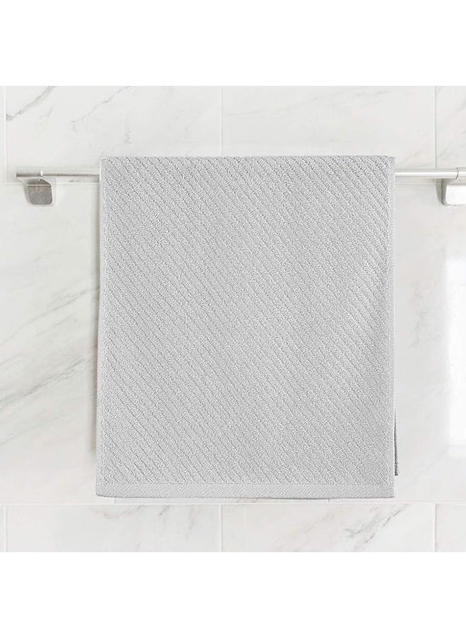 joyzzz - 2-Piece Towel Set, Grey Ribbed Hand Towels for Bathroom 74x34cm 100% Cotton Soft Absorbent Soft Feeling Fast Drying Towels Hotel Towel Face Towel - Image 1