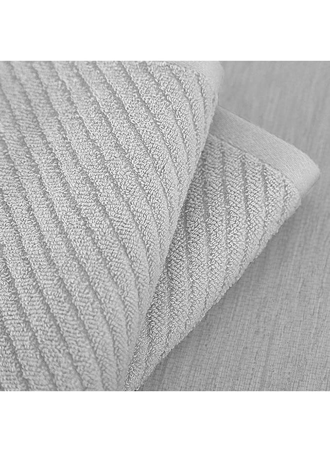 joyzzz - 2-Piece Towel Set, Grey Ribbed Hand Towels for Bathroom 74x34cm 100% Cotton Soft Absorbent Soft Feeling Fast Drying Towels Hotel Towel Face Towel - Image 1
