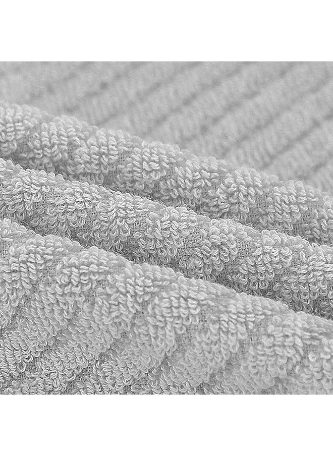 joyzzz - 2-Piece Towel Set, Grey Ribbed Hand Towels for Bathroom 74x34cm 100% Cotton Soft Absorbent Soft Feeling Fast Drying Towels Hotel Towel Face Towel - Image 1