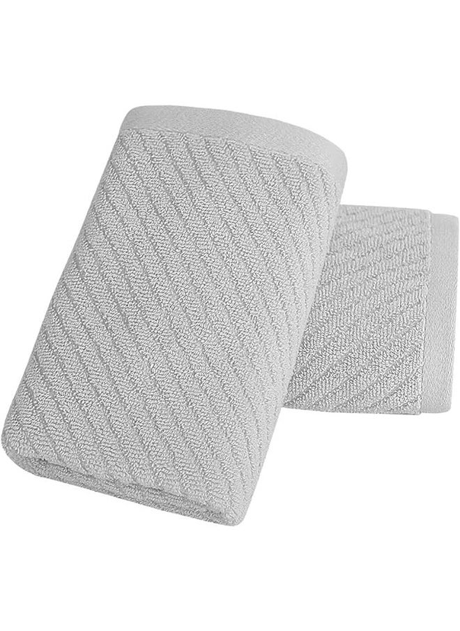 joyzzz - 2-Piece Towel Set, Grey Ribbed Hand Towels for Bathroom 74x34cm 100% Cotton Soft Absorbent Soft Feeling Fast Drying Towels Hotel Towel Face Towel - Image 1