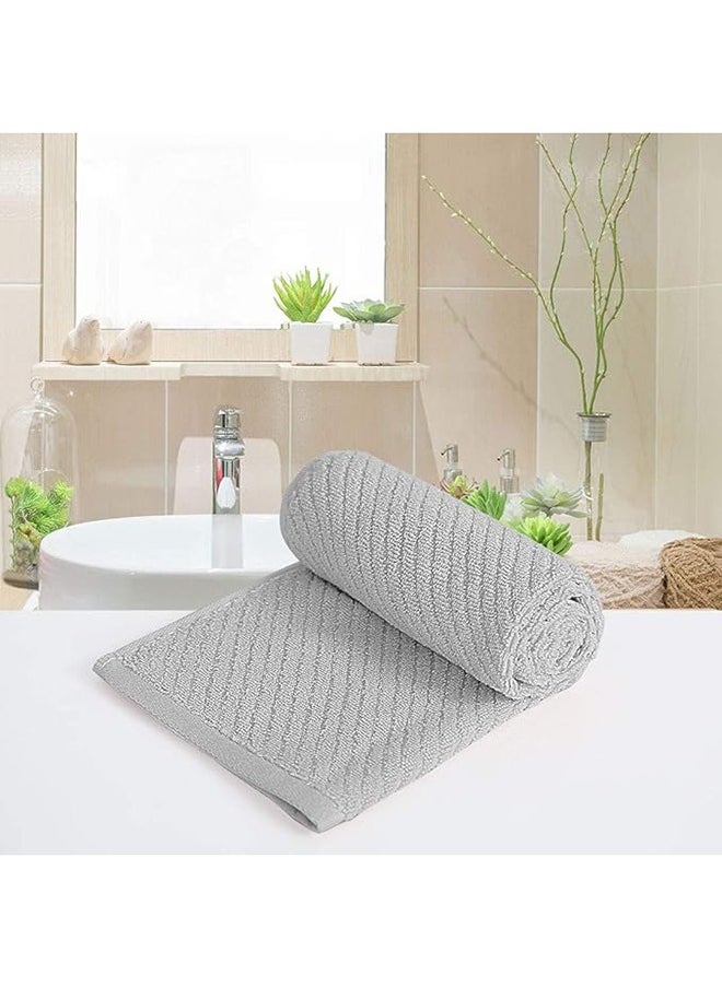 joyzzz - 2-Piece Towel Set, Grey Ribbed Hand Towels for Bathroom 74x34cm 100% Cotton Soft Absorbent Soft Feeling Fast Drying Towels Hotel Towel Face Towel - Image 1