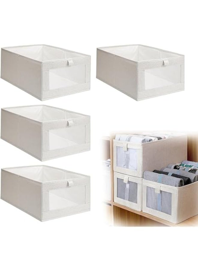 DUNISO 4-Piece Foldable OrganizerJeans Storage BoxWardrobe Clothes OrganizerVisible Linen Storage BoxDrawer Organizers For Clothing Washable Storage Box - Image 1
