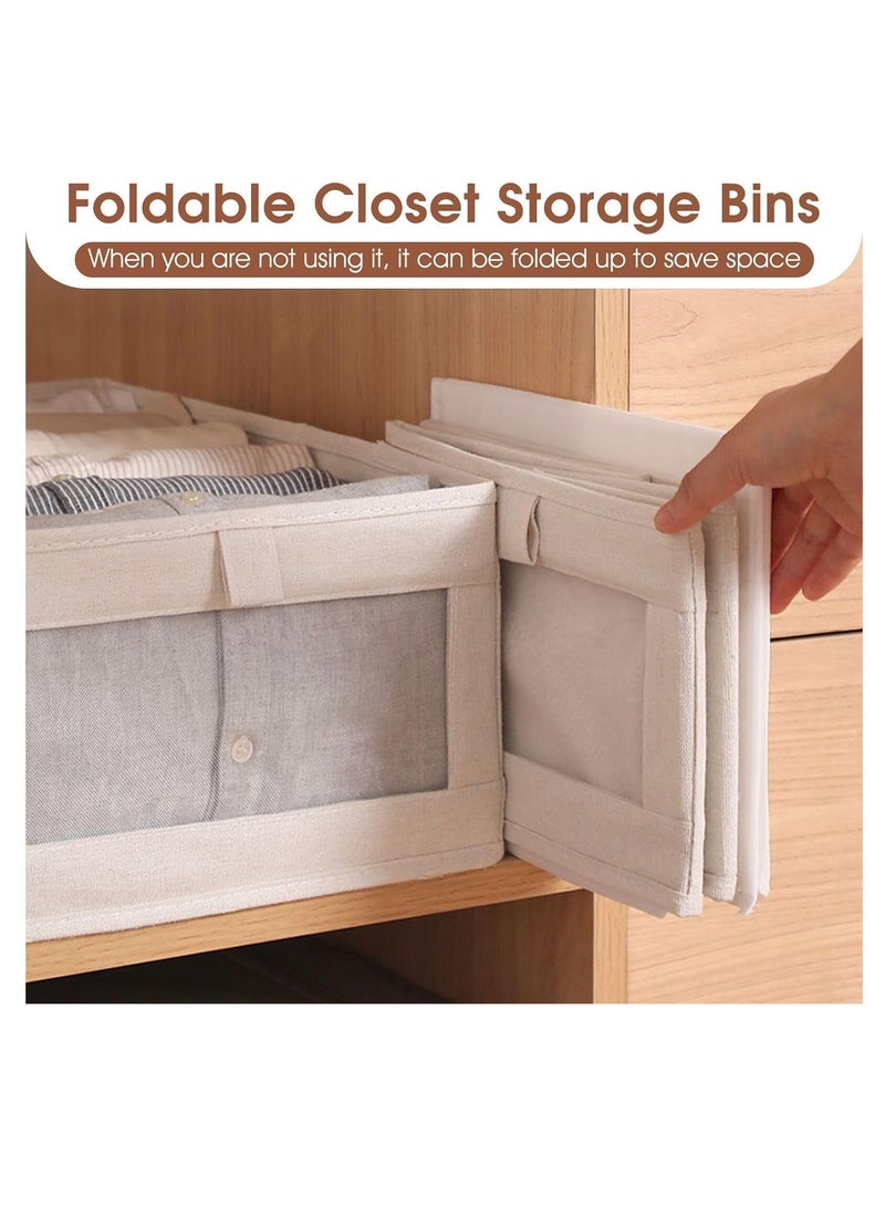 DUNISO 4-Piece Foldable OrganizerJeans Storage BoxWardrobe Clothes OrganizerVisible Linen Storage BoxDrawer Organizers For Clothing Washable Storage Box - Image 4
